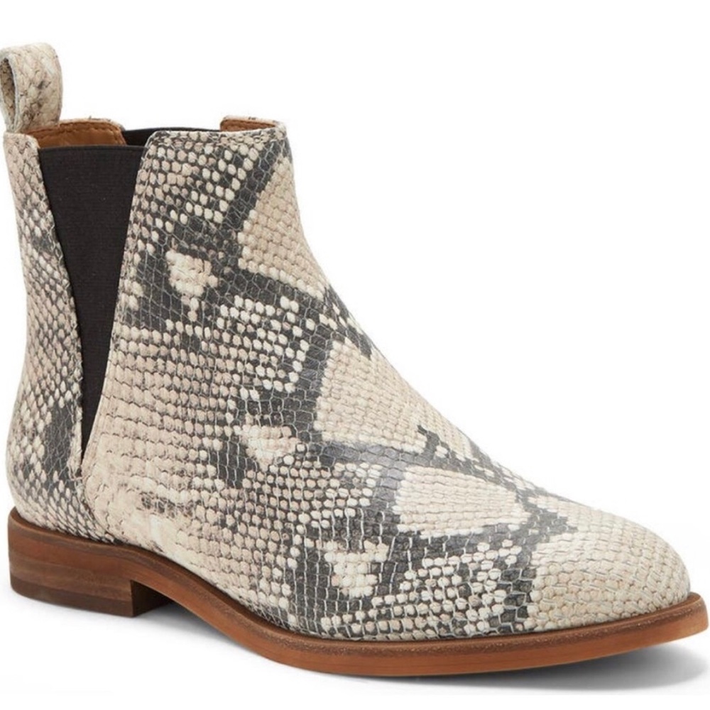 NWOT Lucky Brand Haylia Snake Print Pull On Leather Ankle Boot 7.5M